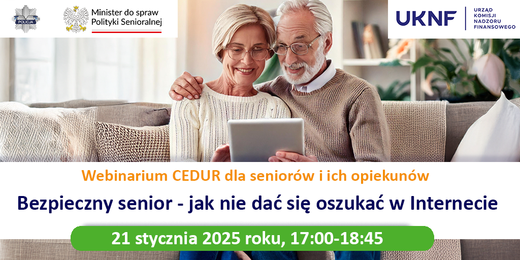 Zał. 2 Grafika webinarium CEDUR dla seniorów i ich opiekunów 21 stycznia 2025 roku