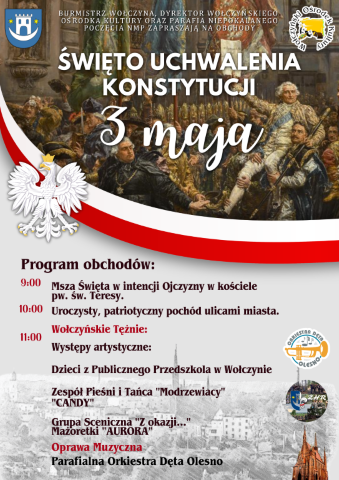 Czerwony i Biały Tradycyjny Święto Konstytucji Trzeciego Maja Plakat kopia