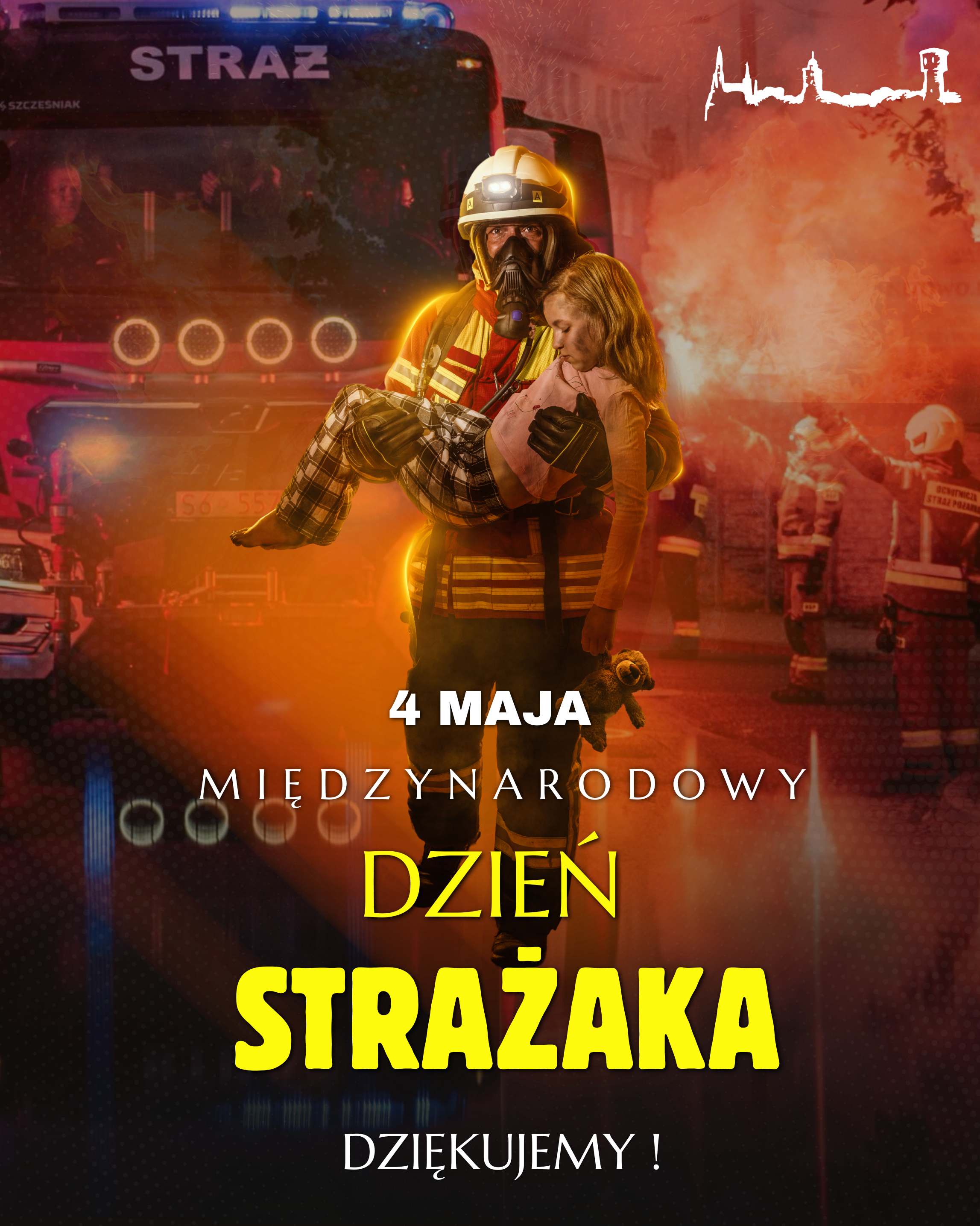 Orange and Yellow Dramatic International Firefighters Day Instagram Post 1